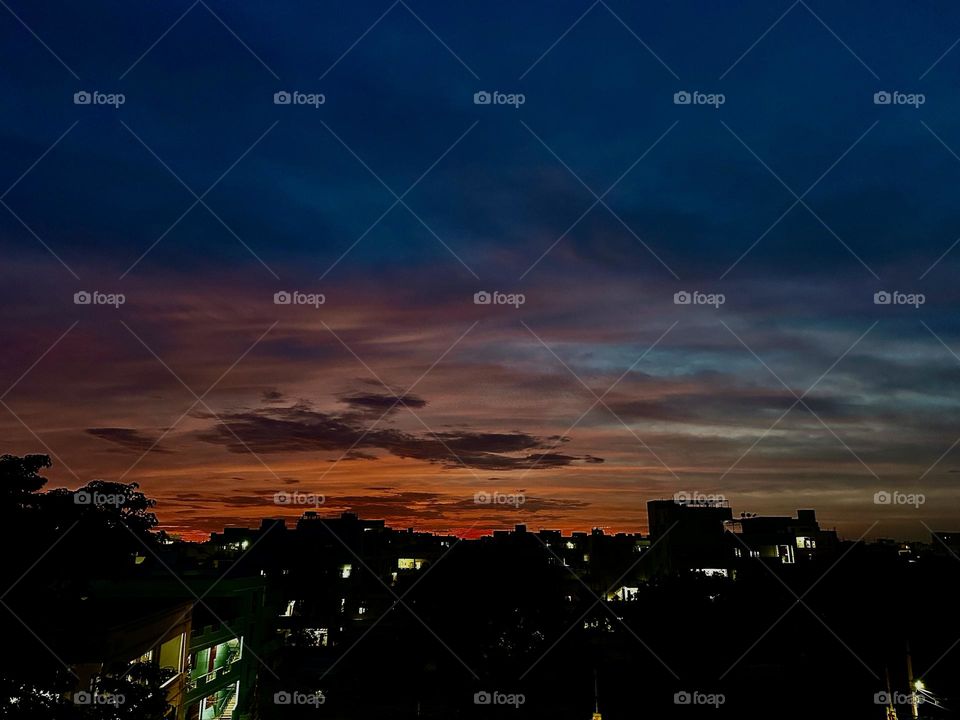 Beautiful red and blue sky