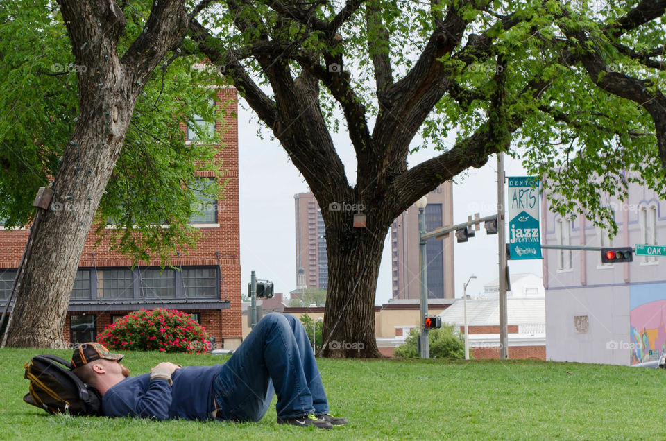 Nap time in the park. Napping in the park