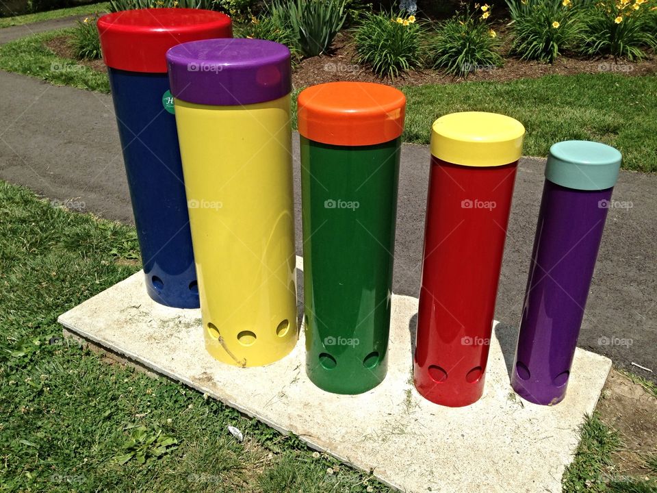 Children's drum . Colorful drums in a musical playground