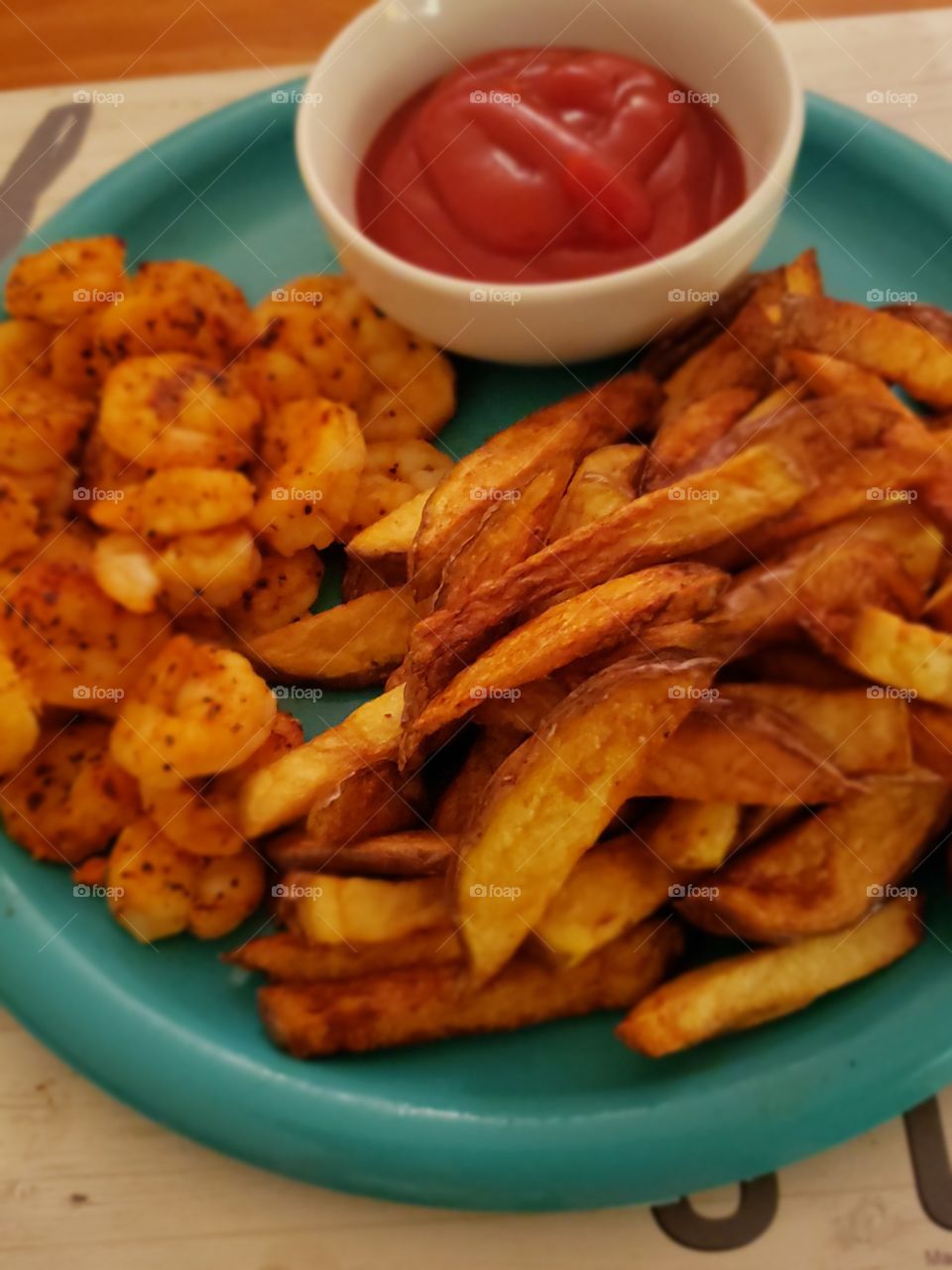 Grilled Shrimp and Red Potato Fries... I love to eat... Seriously I do.
