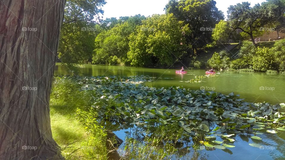 Kayaking down the river