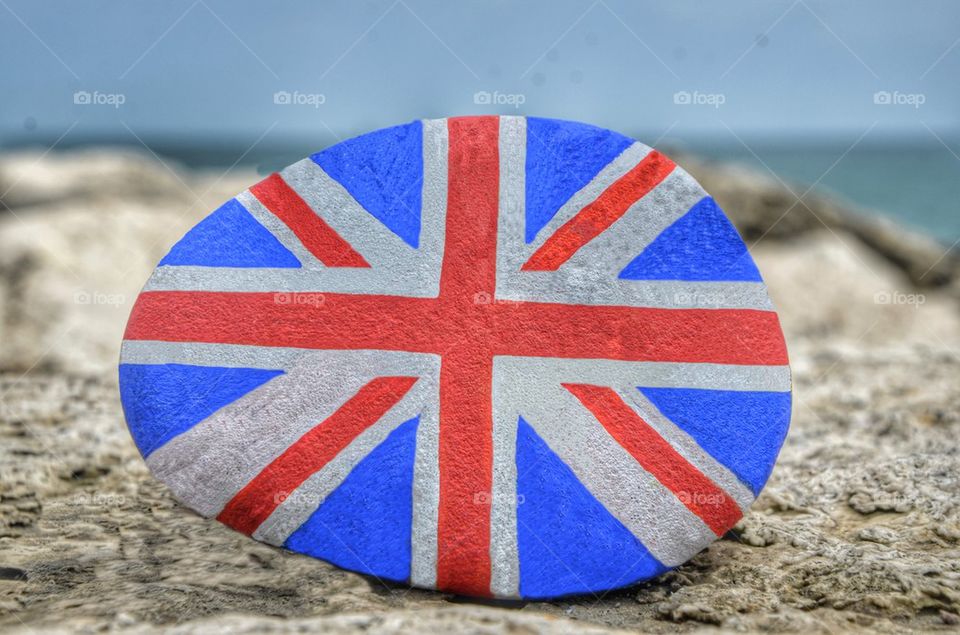 British flag on a stone