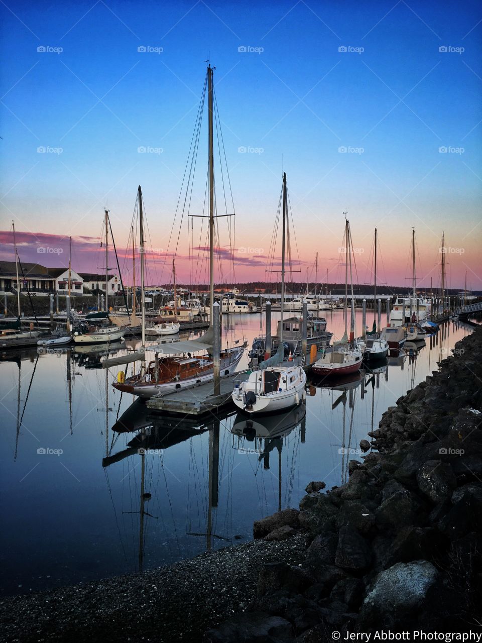 Marina Reflection of Pink Sunset
