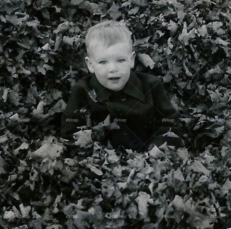 Boy in Leaves