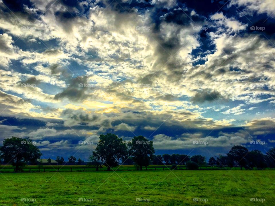 Dramatic sky over Countryside Meadows