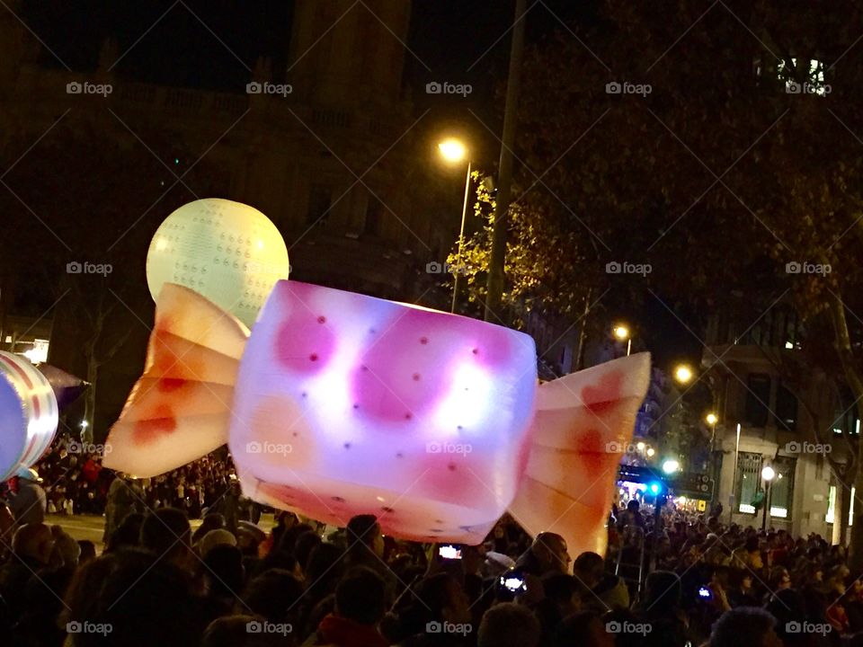 Candy balloon at the "Cabalgata" parade in Barcelona