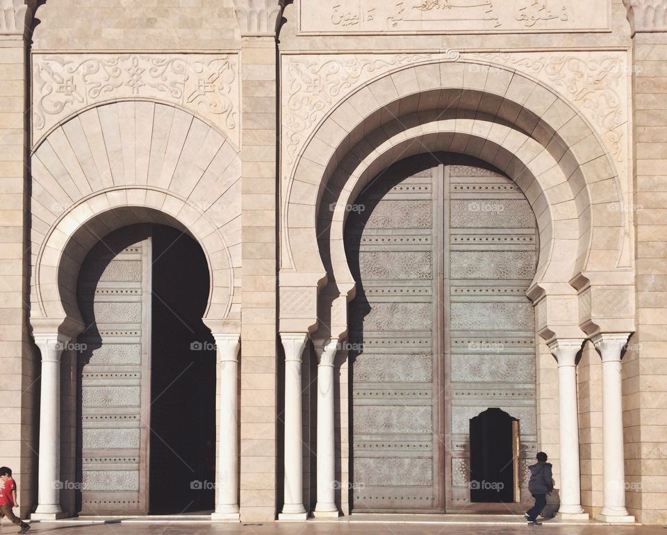 big door of the biggest mosque in Tunisia in carthage 