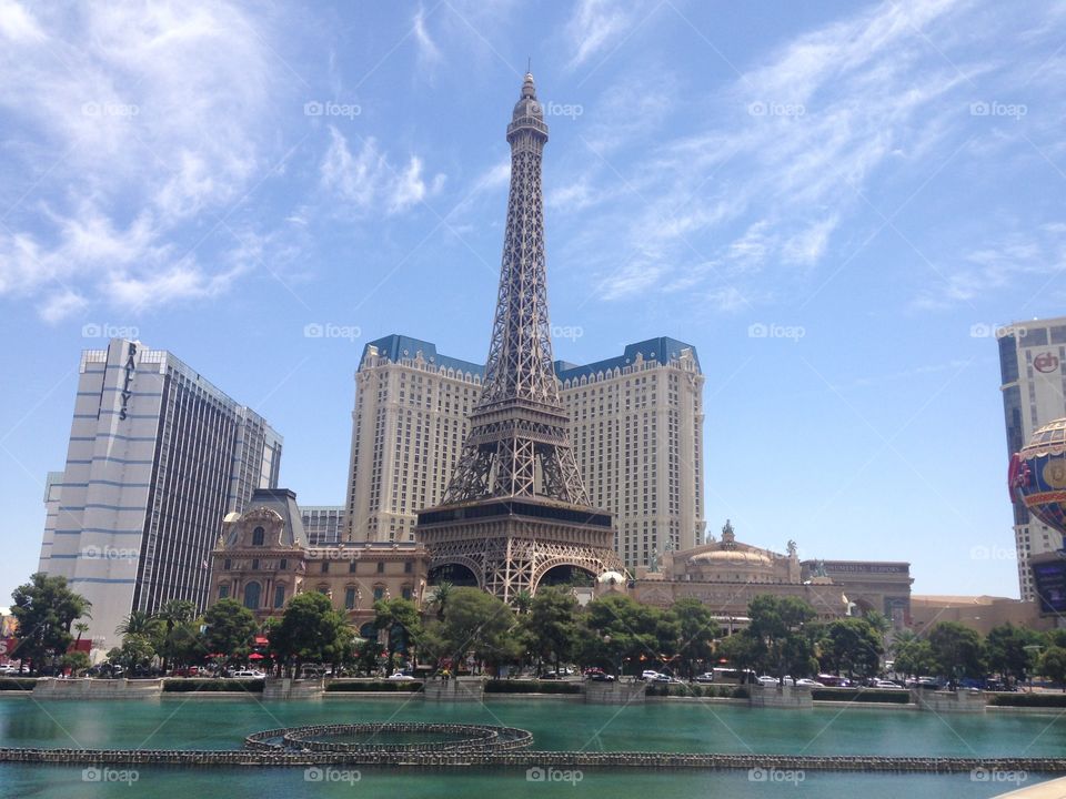 View of the Paris hotel Las Vegas from the Bellaggio