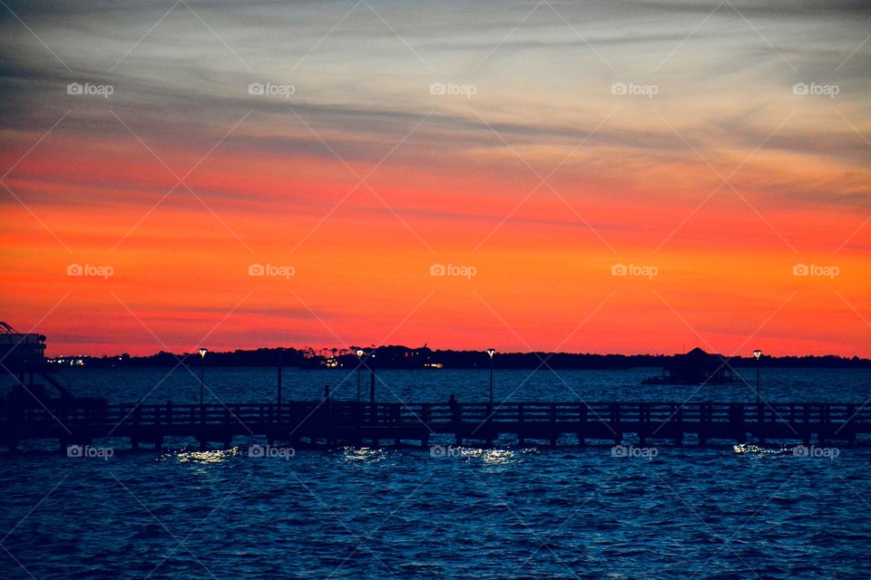Sunset over dock