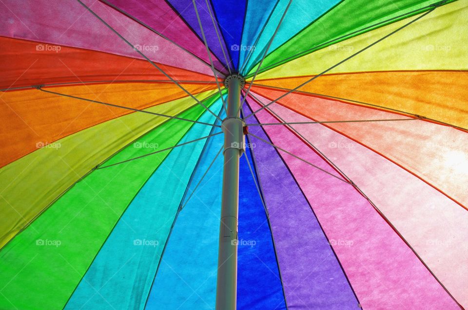 A colorful beach umbrella. 