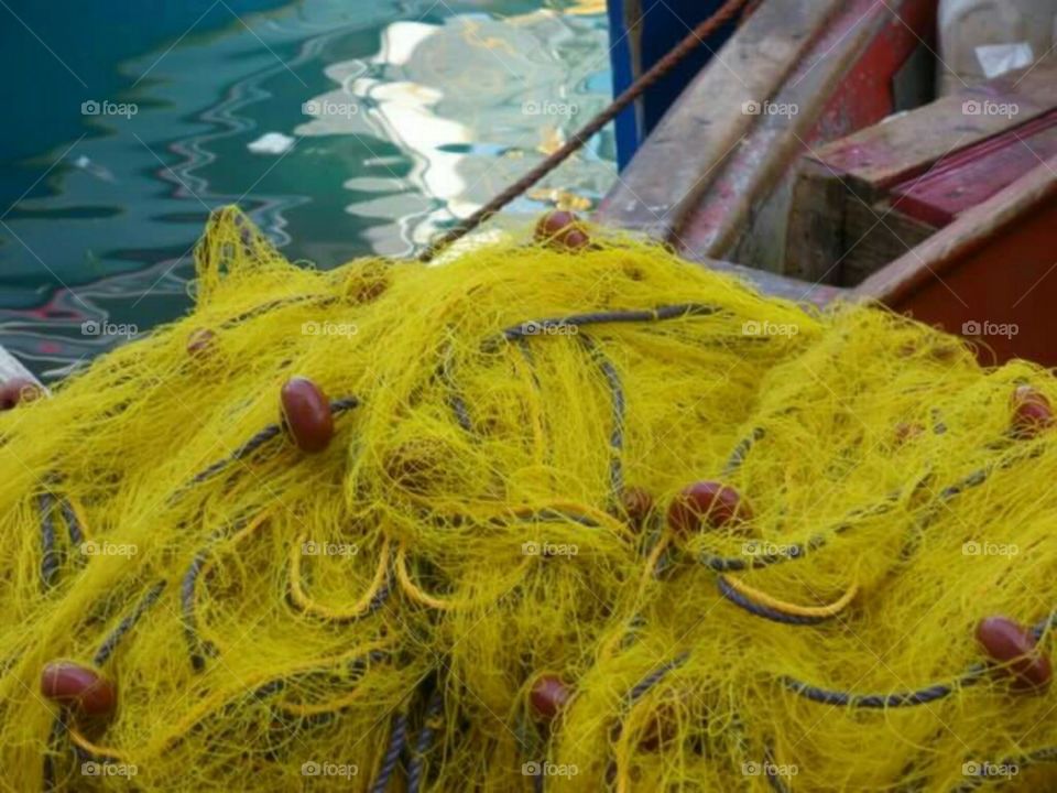 Yellow fishing net