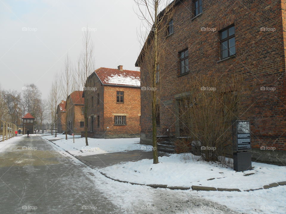 Barracks at Auschwitz in Winter