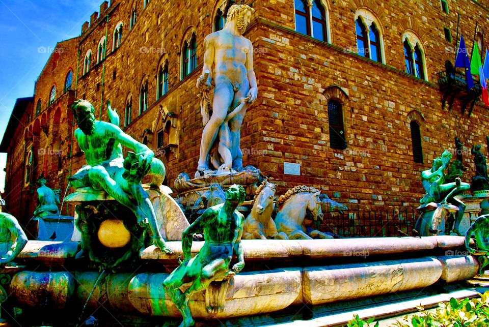 Fountain of Neptune in Florence, Italy. 
