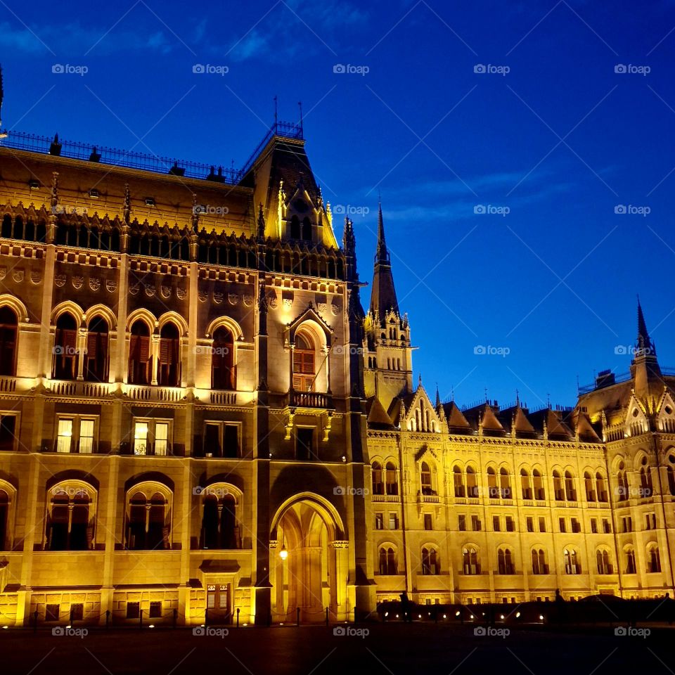 Hungarian parliament seen at night