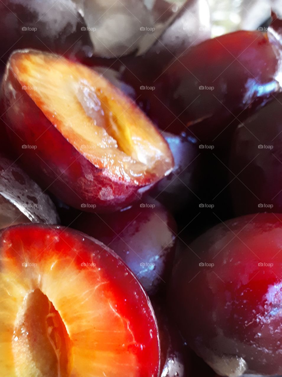 Plums already ripe,  and it is time to bring these plump and juicy babies to the table.