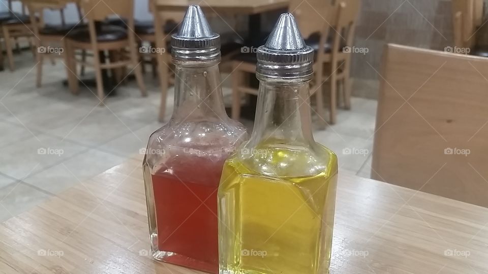 oil and vinegar. oil and vinegar on spanish restaurant