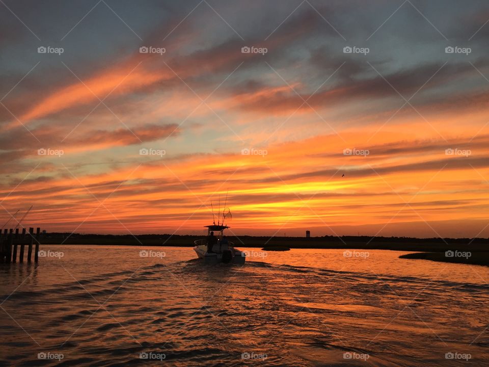 Boat at sunset