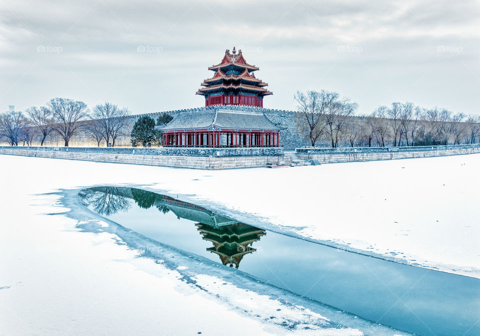 Ancient buildings and reflections