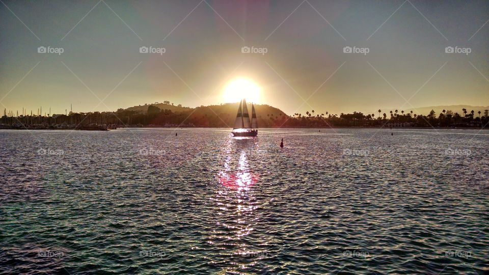 Harbor sunset.. Santa Barbara harbor.