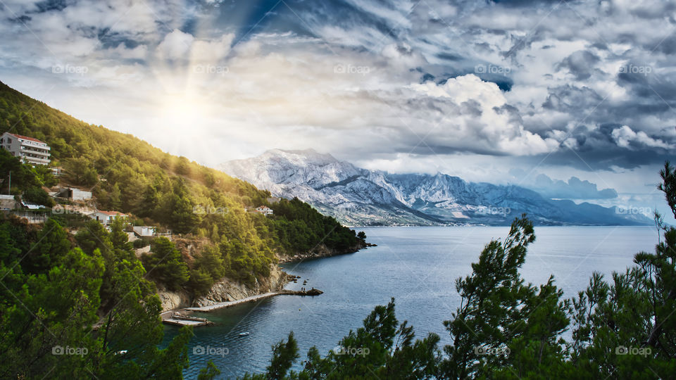 View from Mimice to Mountain Biokovo, Croatia