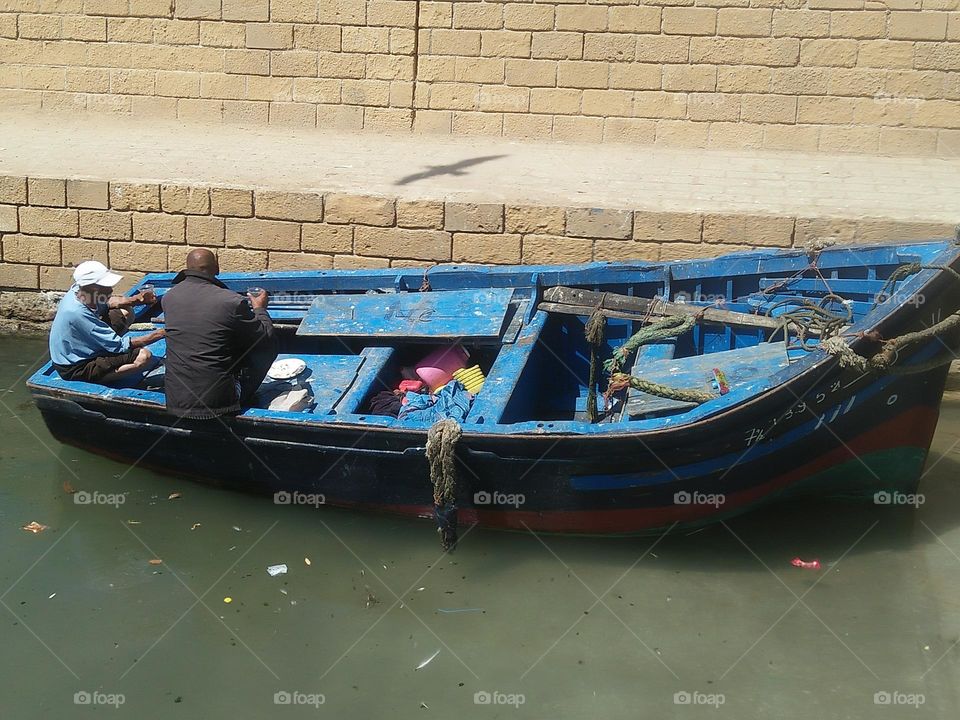 Two men on boat