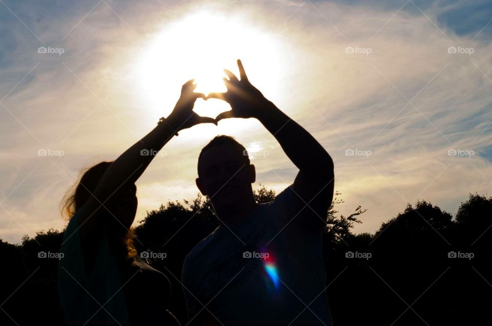 Silhouette sunset love couple photography. 