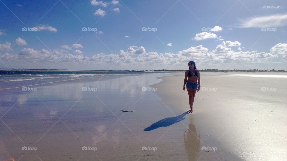 Girl Walking Beach