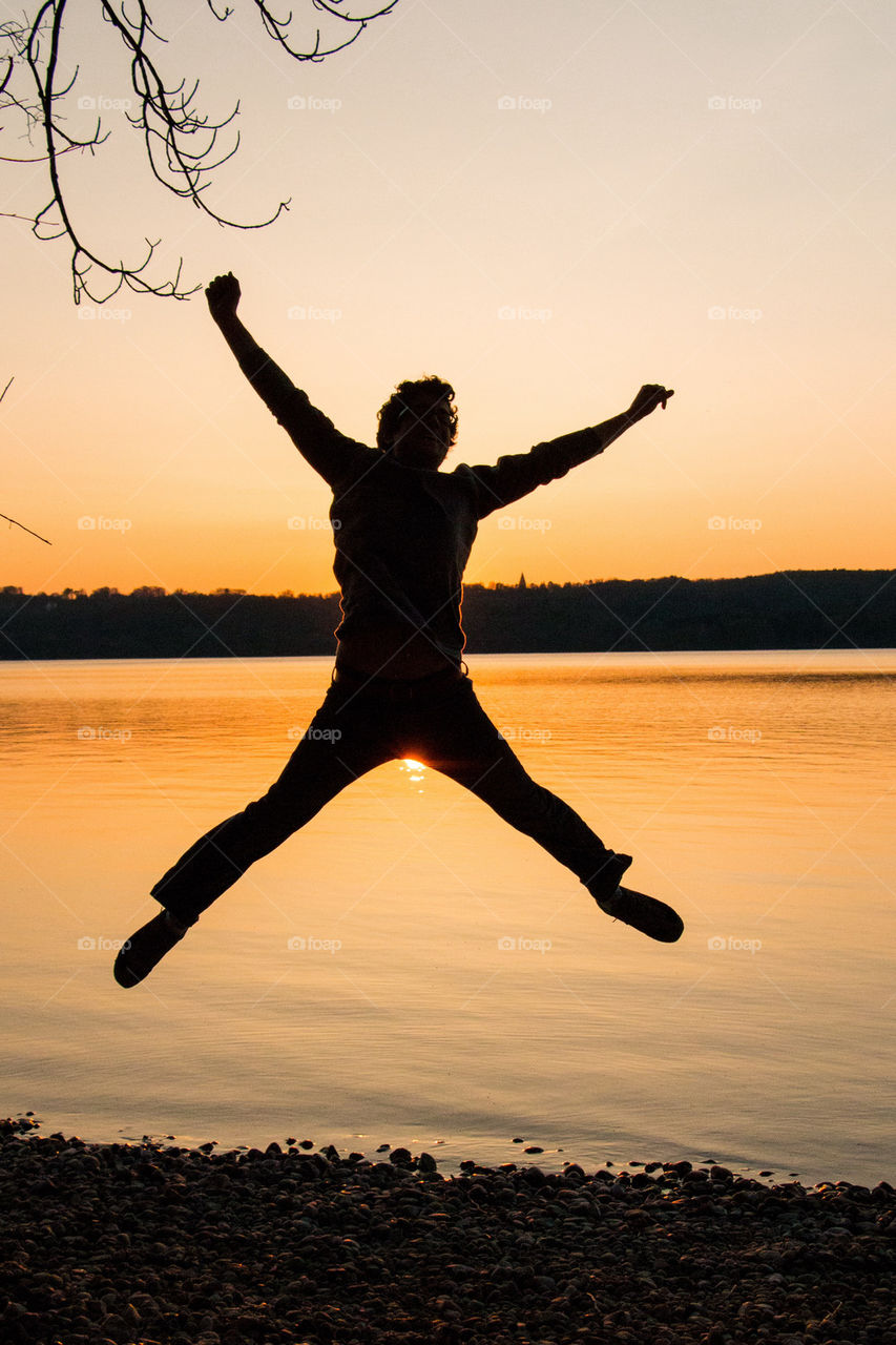 Sunset jump for joy 