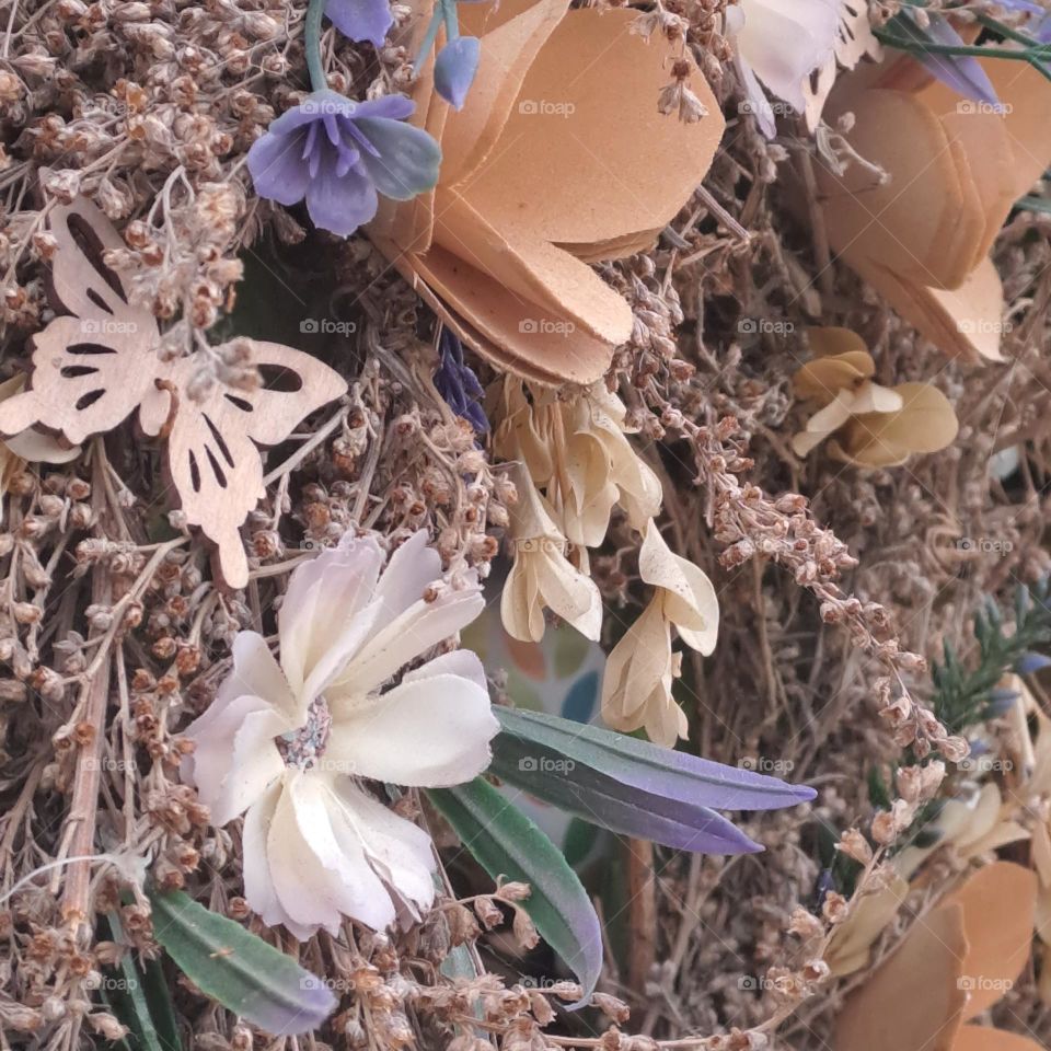 autumn wreath closeup floral arrangement flowers