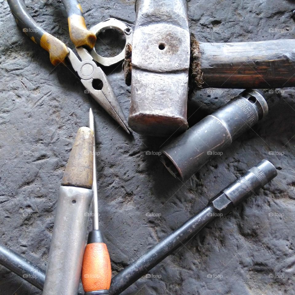 Various tools on the ground