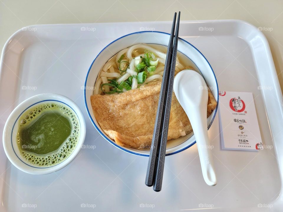 tofu skin Udon with Matcha