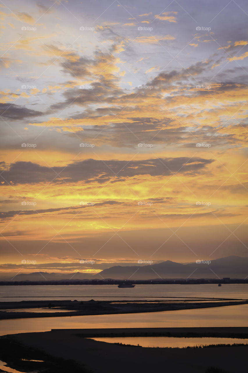 Golden hour over Penang island malaysia.