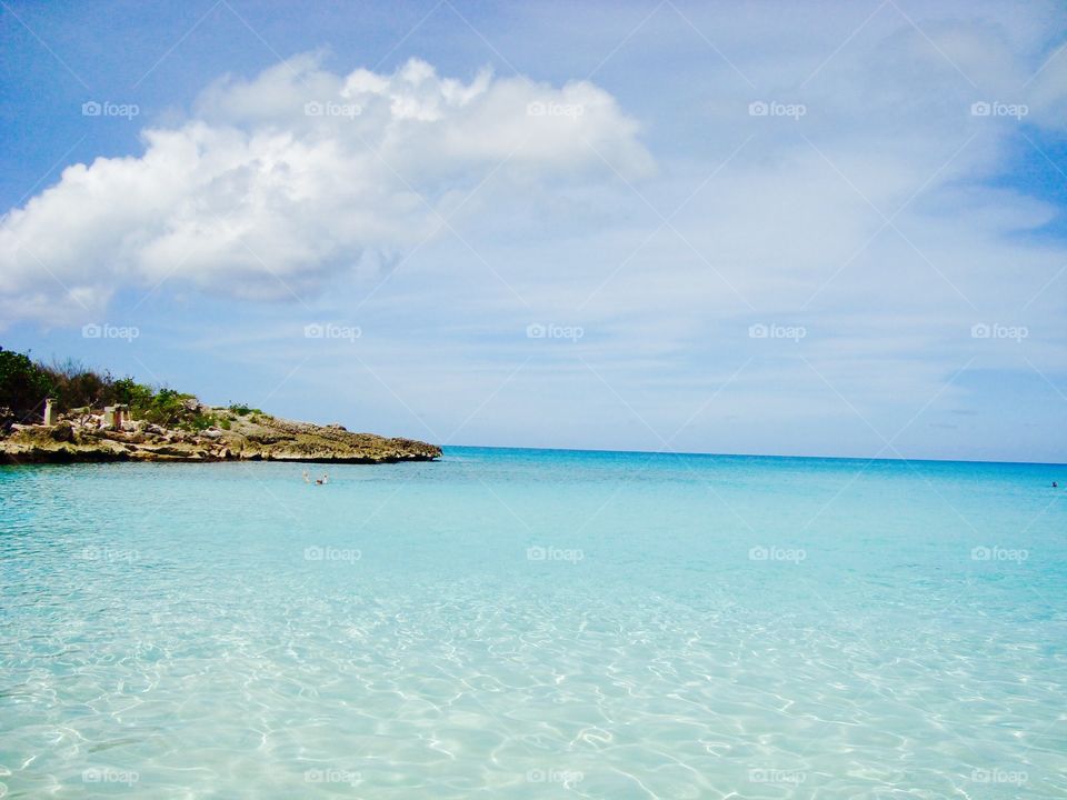 Blue Sea. Blue Sea in a beach of Saint Martin Caribbean