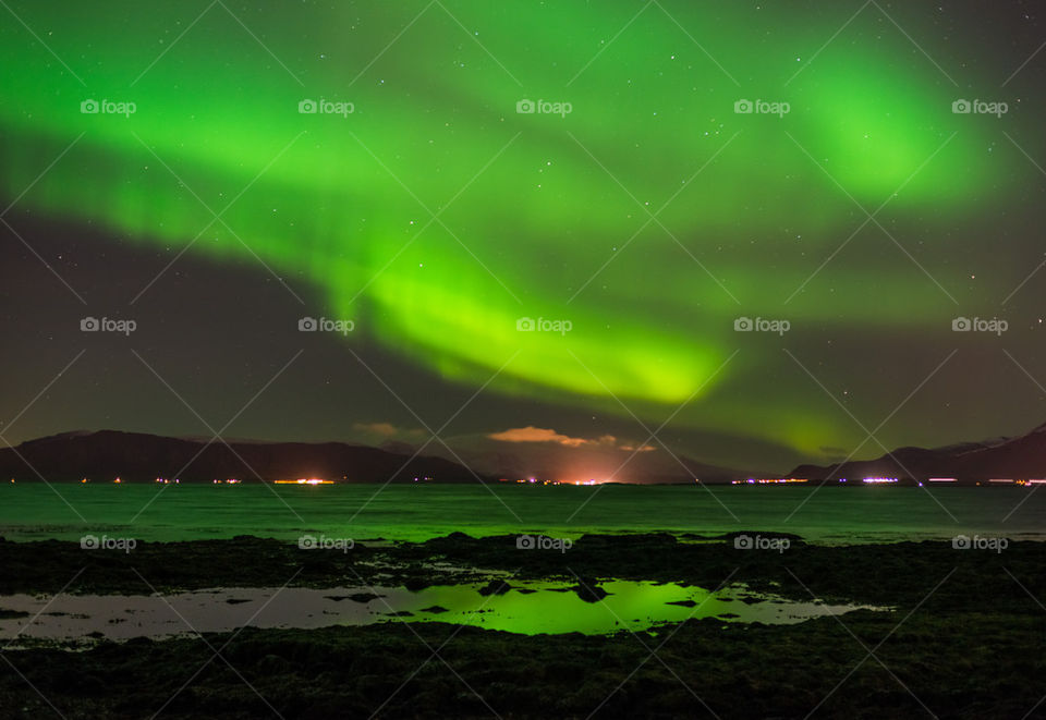 Northern light in sky at night