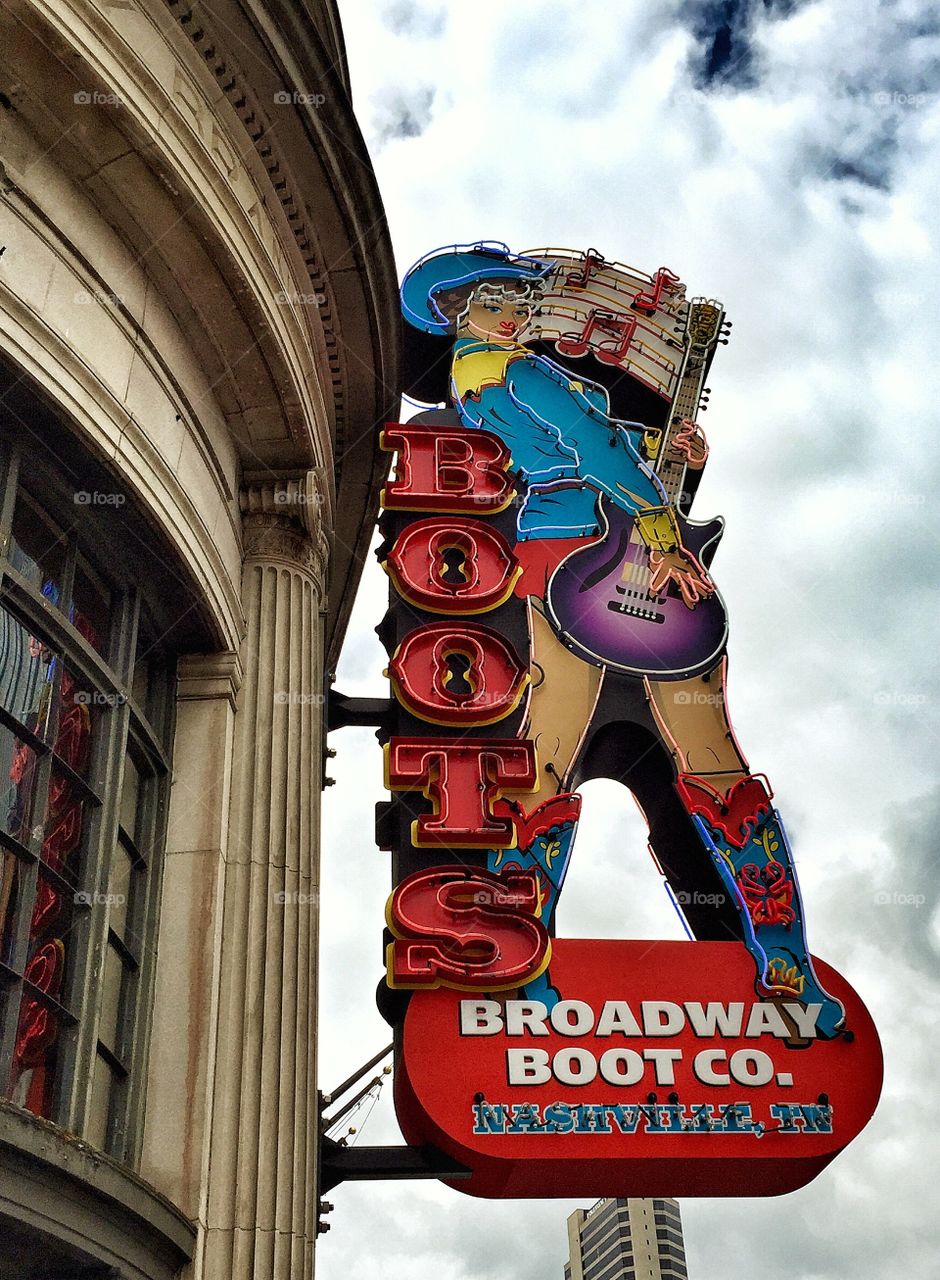 Boots Saloon Neon Sign. Boots Saloon Neon Sign, Nashville, Tennessee 