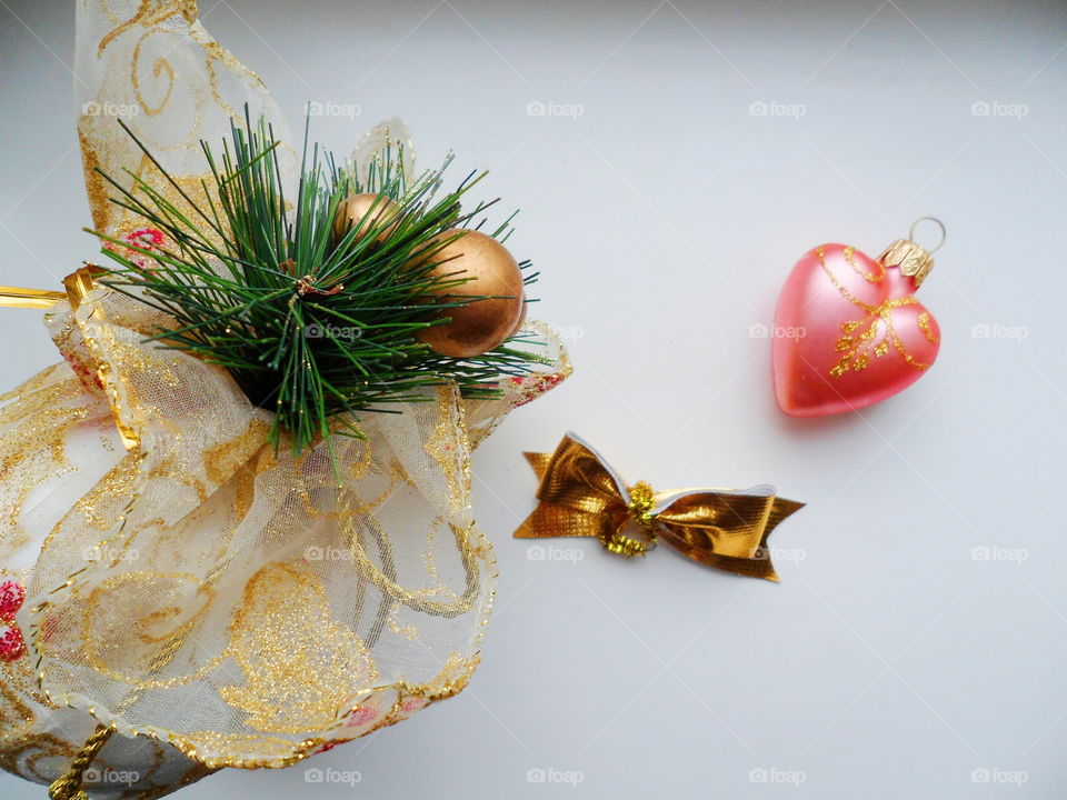 Christmas and New Year toys on the Christmas tree