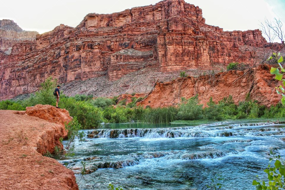 Looking out over Havasu Creek in the bottom of the Grand Canyon.  It was a cloudy day but still beautiful