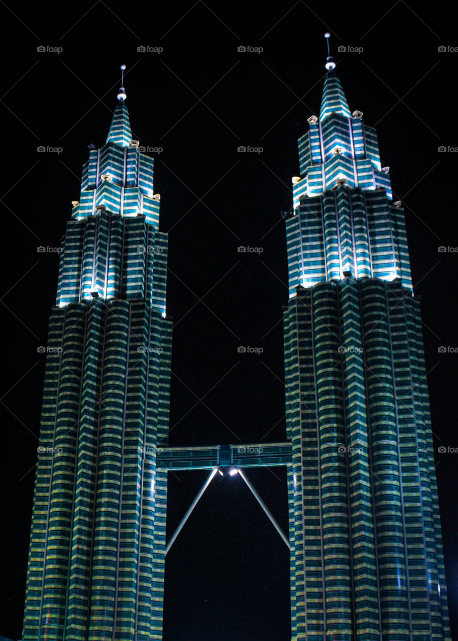 An amazing night view of malasian towers replica.