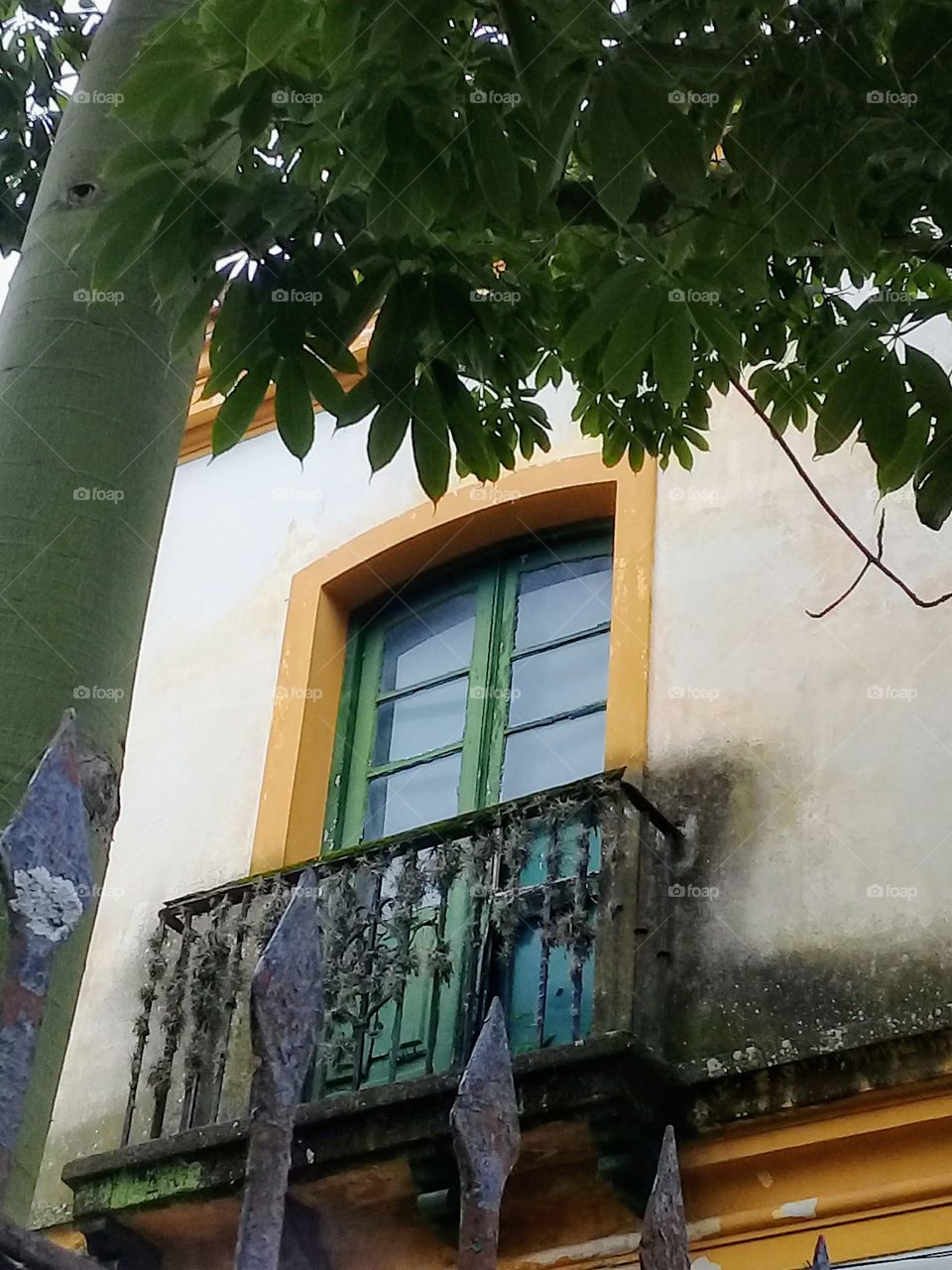 balcón de edificio antiguo.