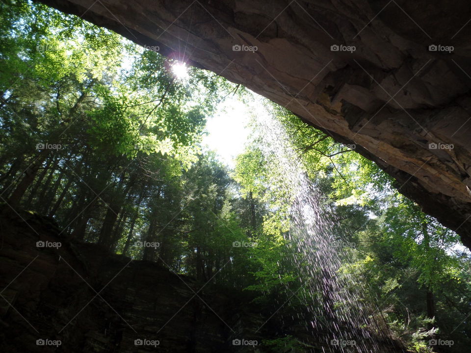View from under a waterfall