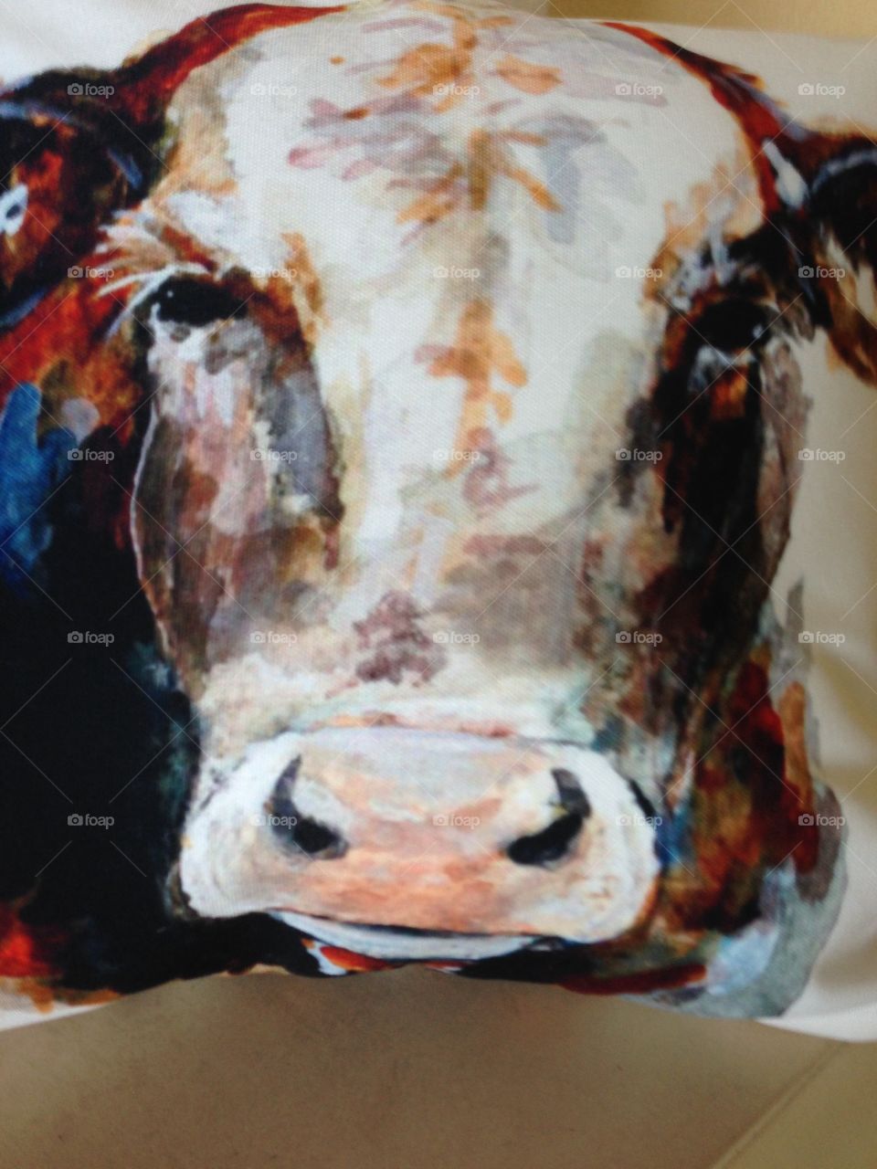 A cow in a really colorful way.  A sweet face that I wish I had painted.