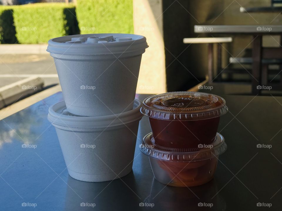 Rice and beans with salsa and pickled carrots for dinner 