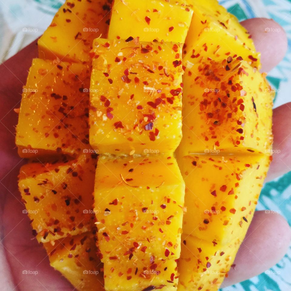 A slice of a delicious mango 