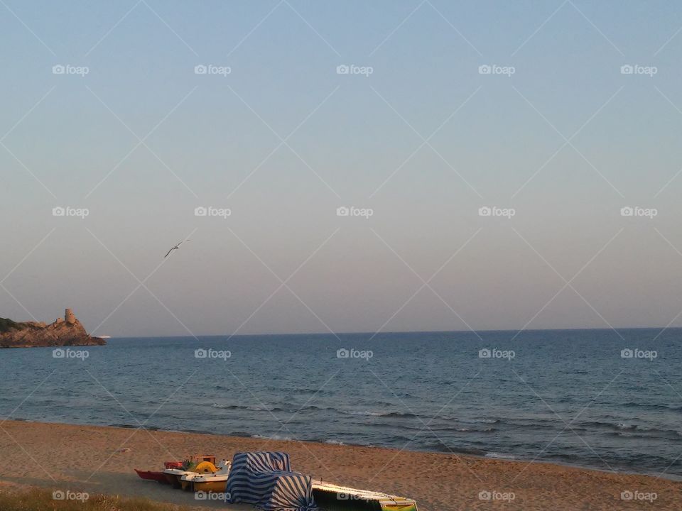 Empty beach. Beach outside town, now empty while evening approaches.