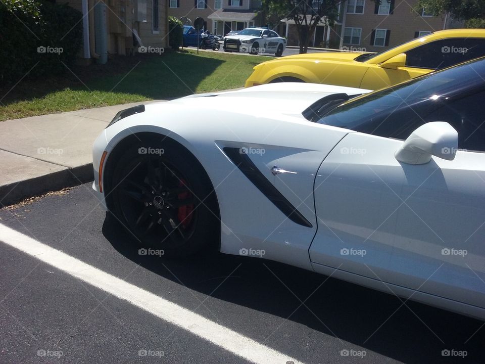 front of corvette car