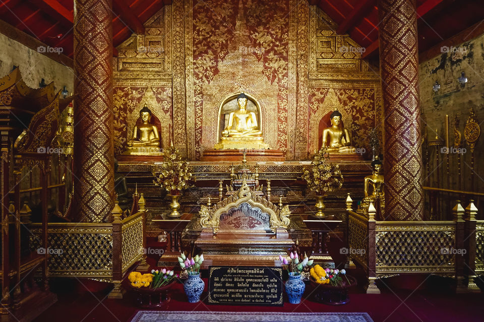 Inside of Wat Phra Singh in Chiang Mai, Thailand 