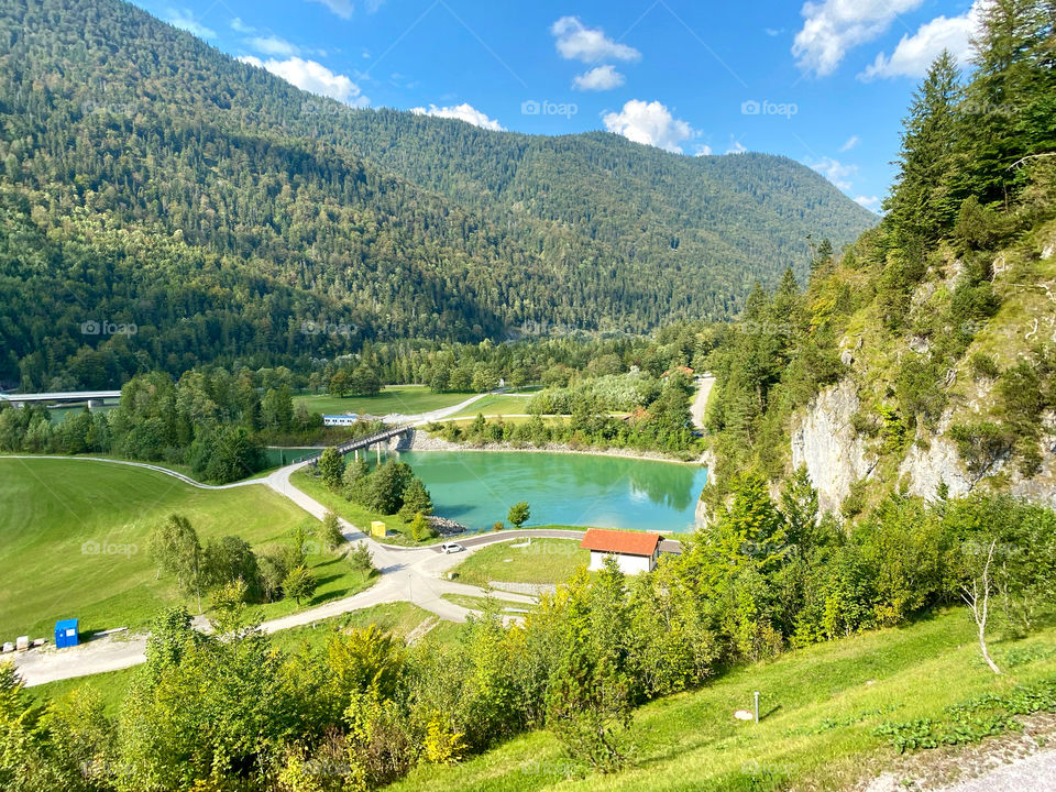 View of the lake from the mountain.