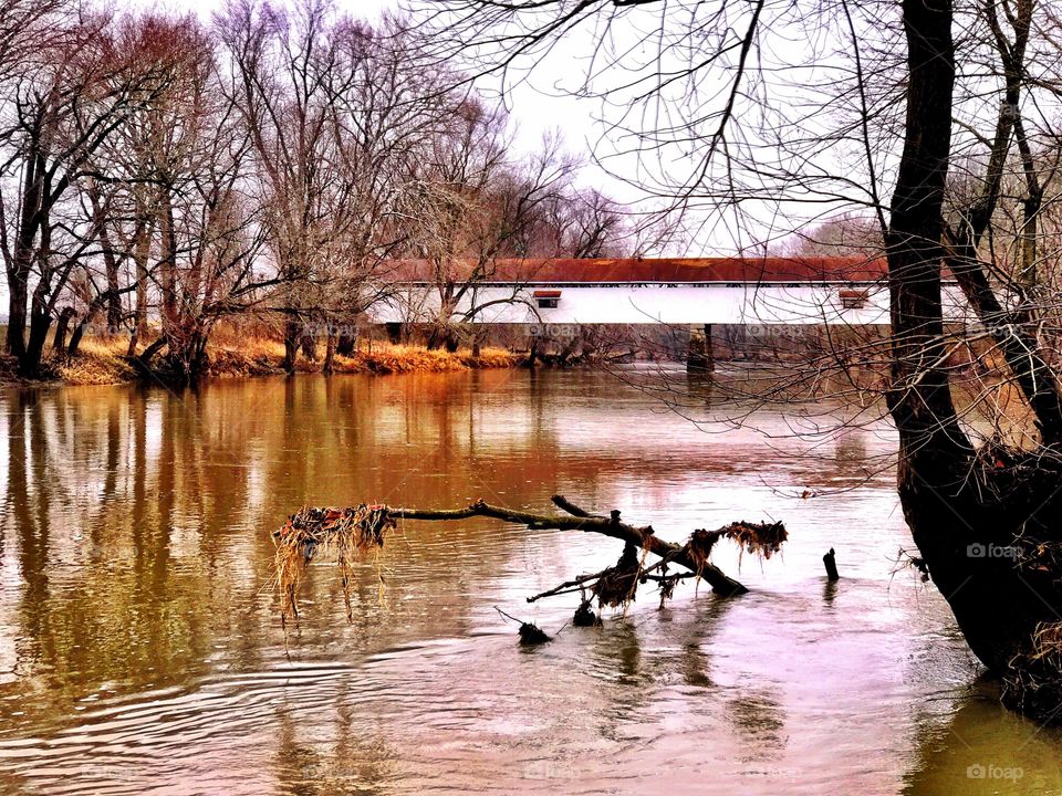 On the river view of the old bridge. 