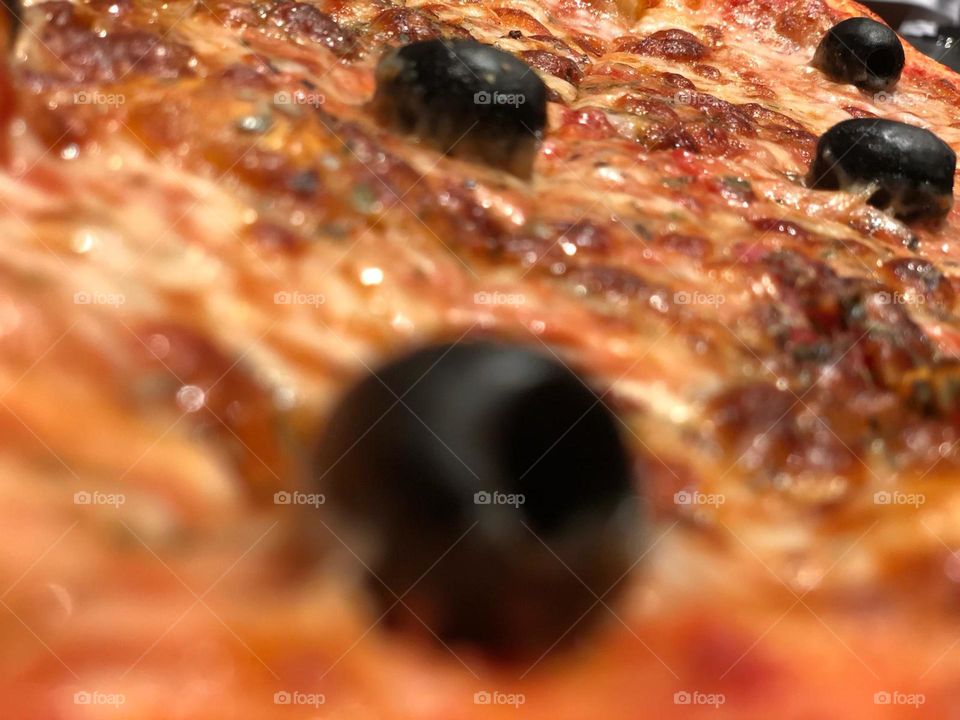 A close look at a pizza