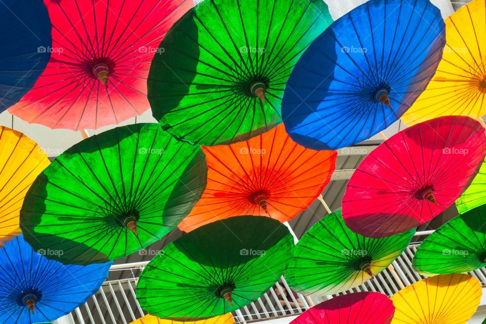 Lot of colorful umbrella 